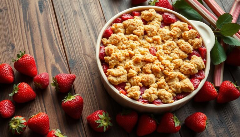 rhubarb and strawberry crisp